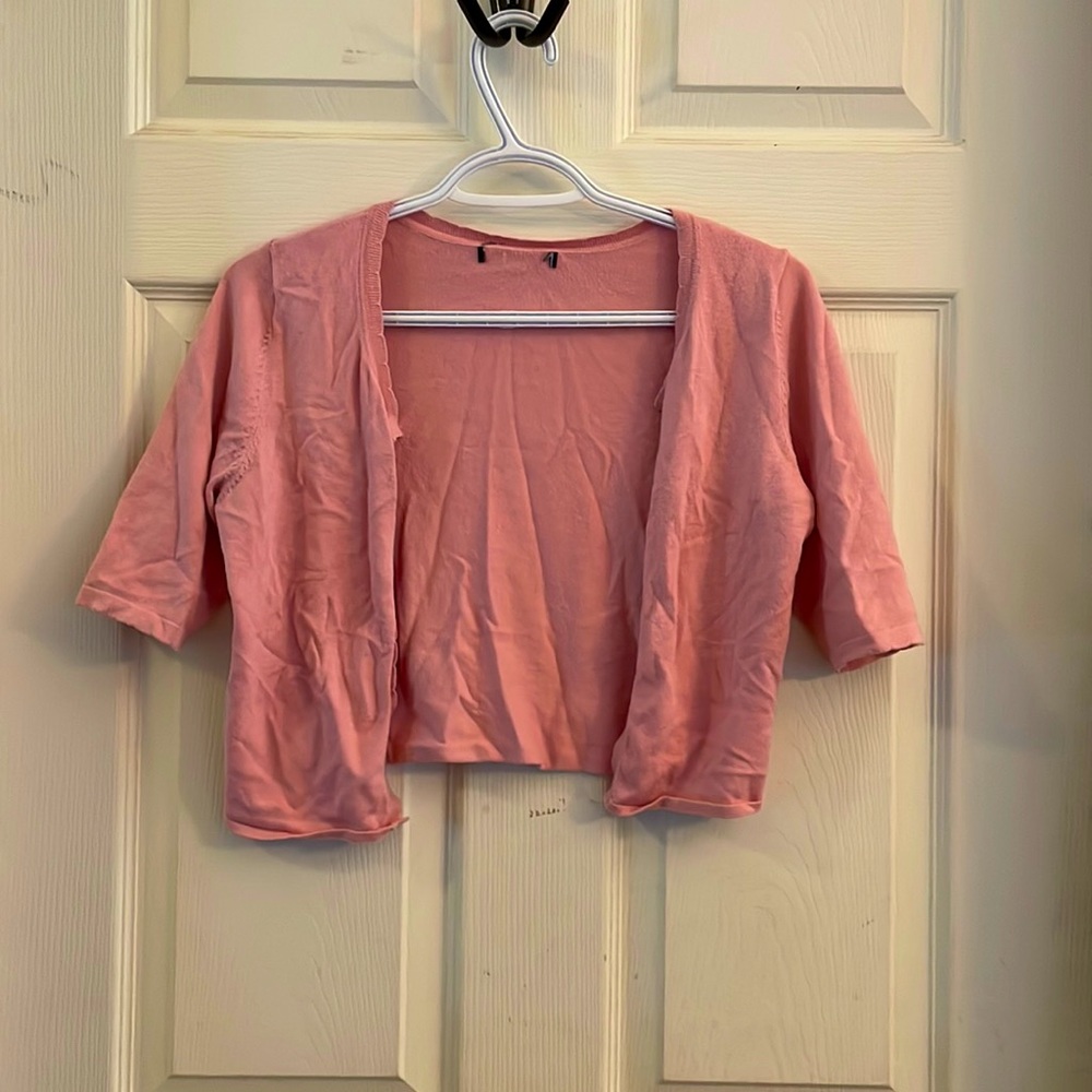 Light pink short sleeve cardigan